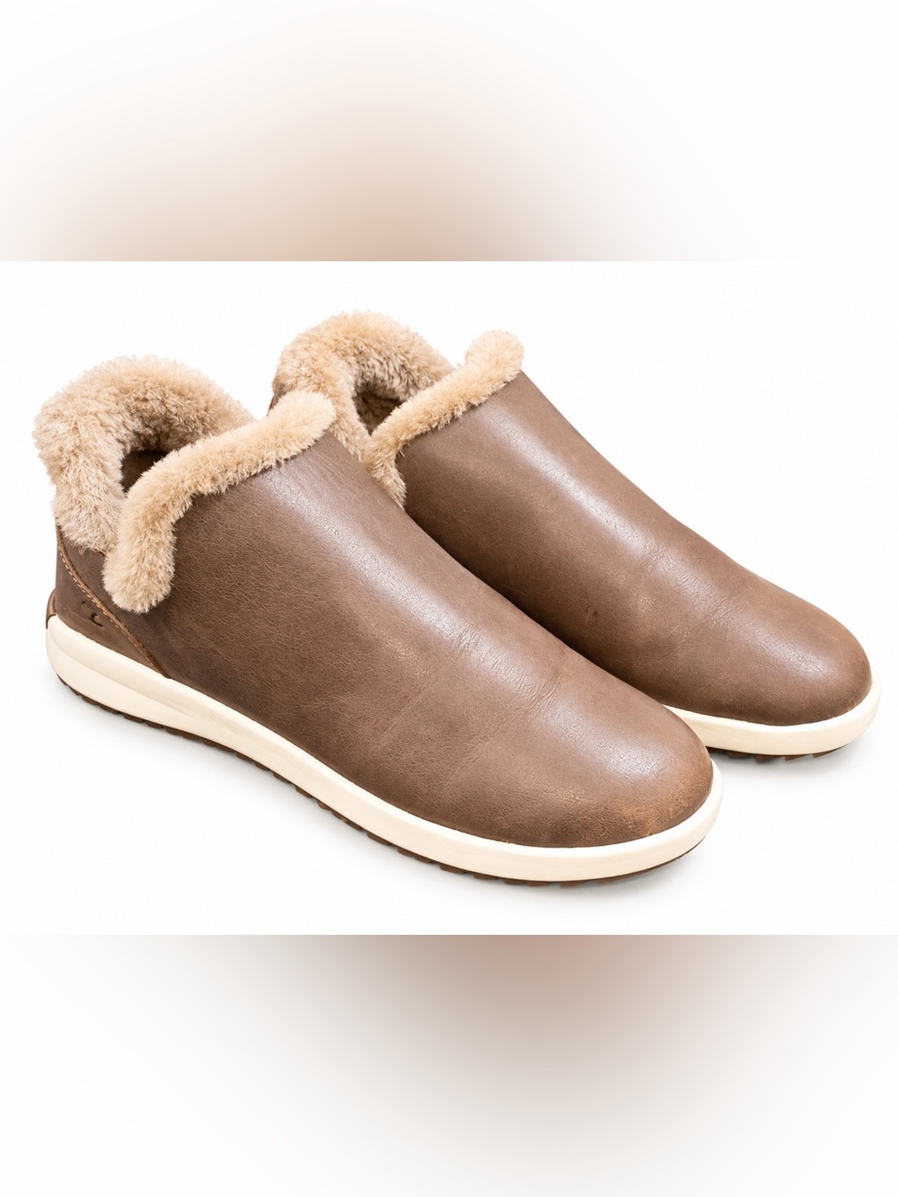 OluKai Malua Hulu Leather Shearling Ankle Boots Brown Women’s 7.5
